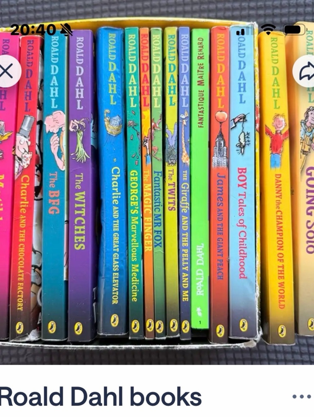 Roald Dahl Paperback Book Set - Colorful Spines
